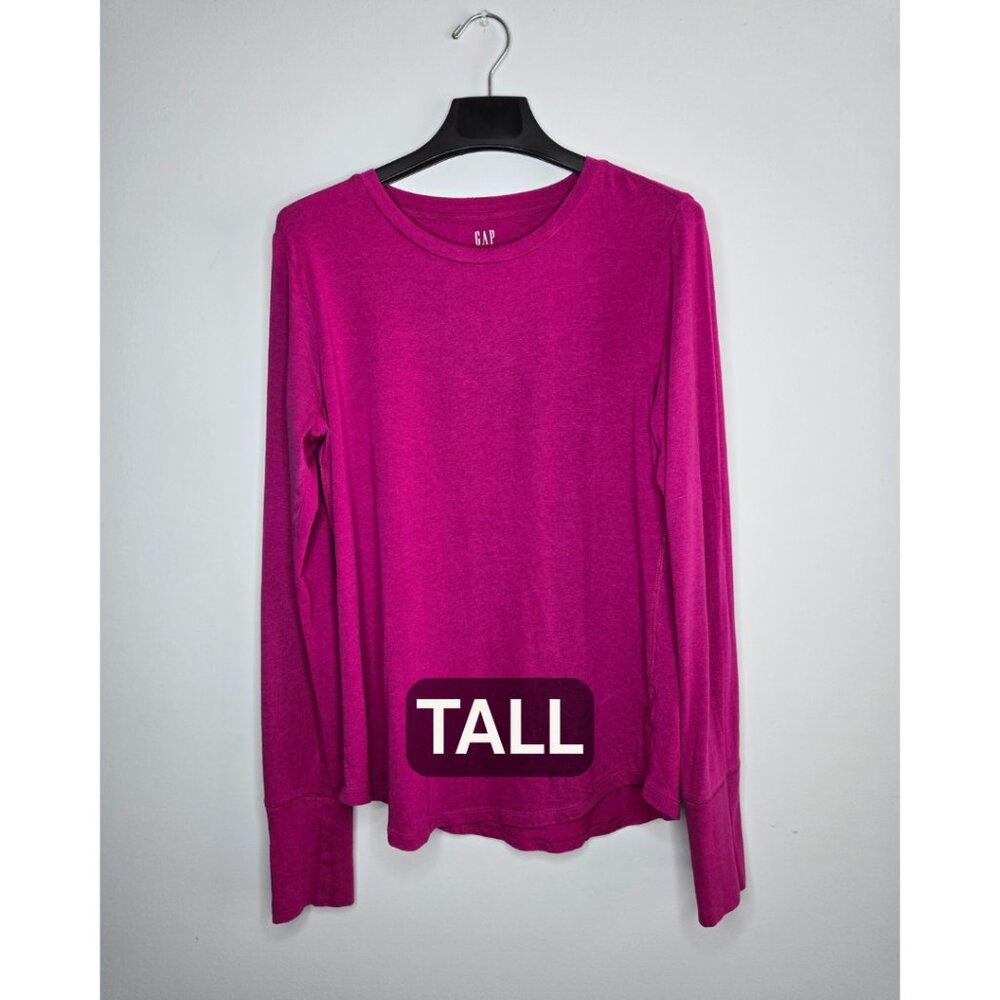 Gap Tall Feather T Long Sleeve Top L – Magenta Pink Lightweight Tee